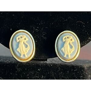 VTG Longcraft Dancing Girl Cameo French Style Earrings Screwback Coquette